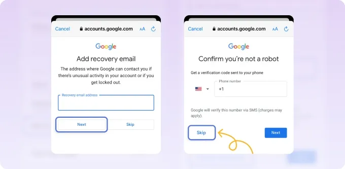 如何在 Android 和 iOS 手機上建立無需電話號碼的 Gmail